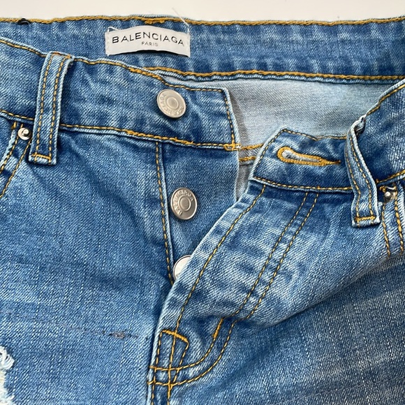 Balenciaga Paris Jeans Size 29 Yellow Tape Destructed Style - Picture 12 of 12